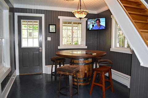 The center of the farmhouse has a beautiful fireplace to warm up and relax our guests.